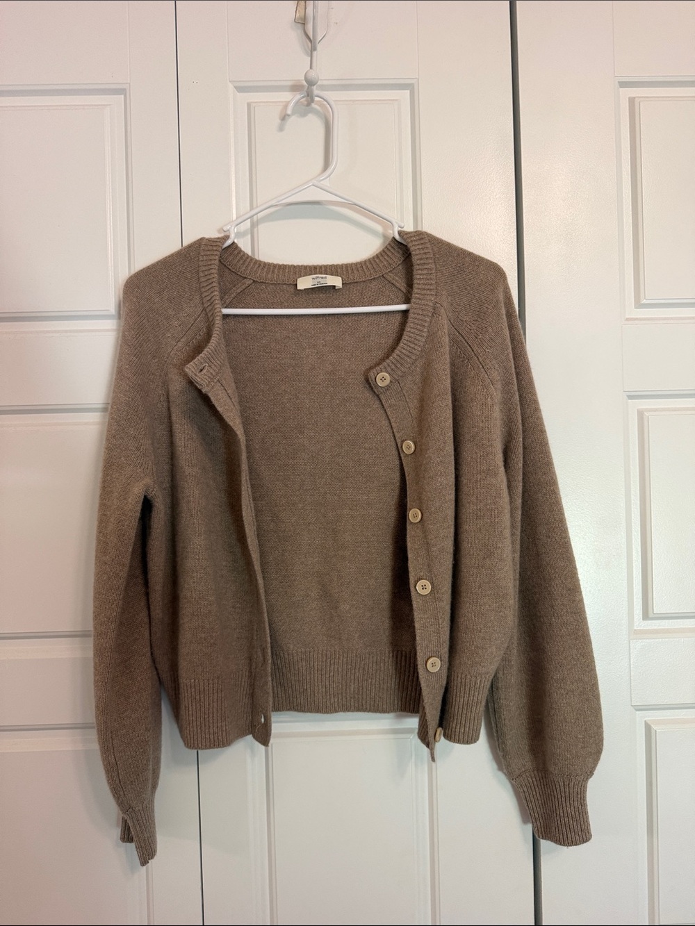 Wilfred Taupe Button-Front Knit Cardigan